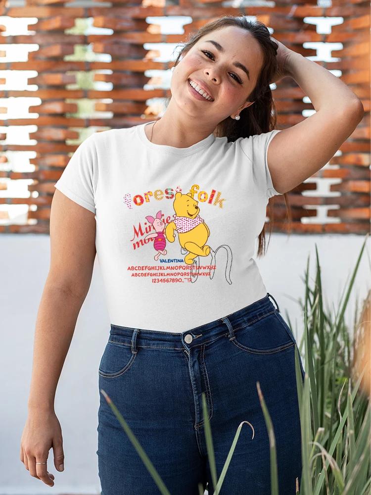 

Disney Winnie Best Friends Forever Tshirt Casual Short Sleeve Fashion Spain Ropa Tumblr Mujer Tee Shirt Femme Oversize Hipster
