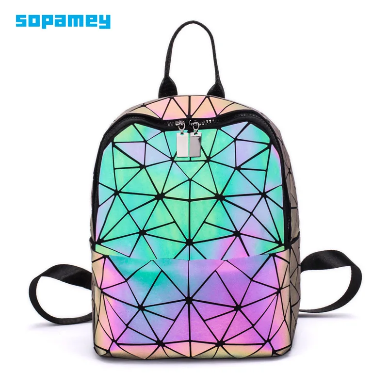 Новинка 2021 школьные рюкзаки Женский Светящийся рюкзак с геометрическим рисунком