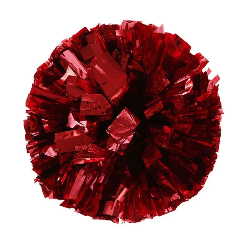 Red Для соревнований Чирлидинг Pom Poms цветочный шар металлическая фольга и пластиковое кольцо ручные принадлежности для занятий танцами вечерние товары - Цвет: Red