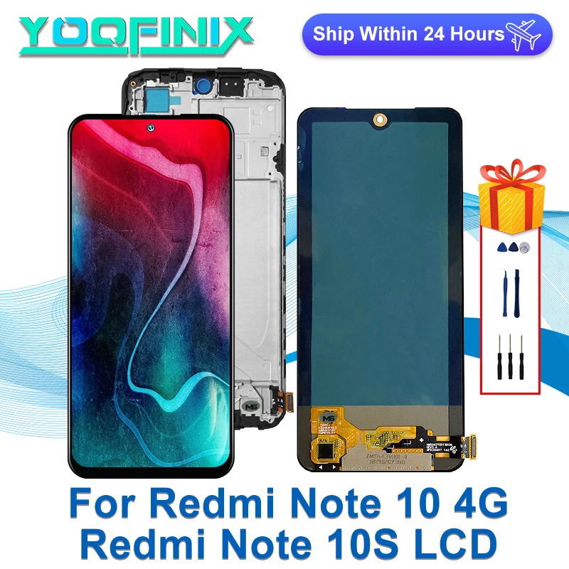 

ЖК-дисплей Super AMOLED для Xiaomi Redmi Note 10 4G, сенсорный экран с дигитайзером, запасные части для Redmi Note 10S, ЖК-дисплей