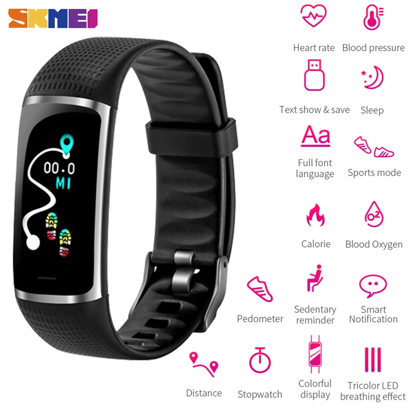 SKMEI для мужчин и женщин Smartwatch Браслет Bluetooth монитор сердечного ритма трекер сна мужские и женские спортивные смарт-браслеты наручные часы B32