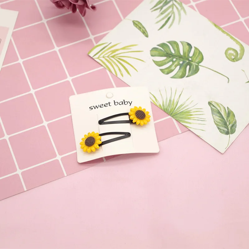 sunflower 1 пара симпатичных ананасов шпильки с изображениями фруктов дети девушки цветок аксессуары для волос заколки Мультфильм BB заколка - Цвет: sunflower