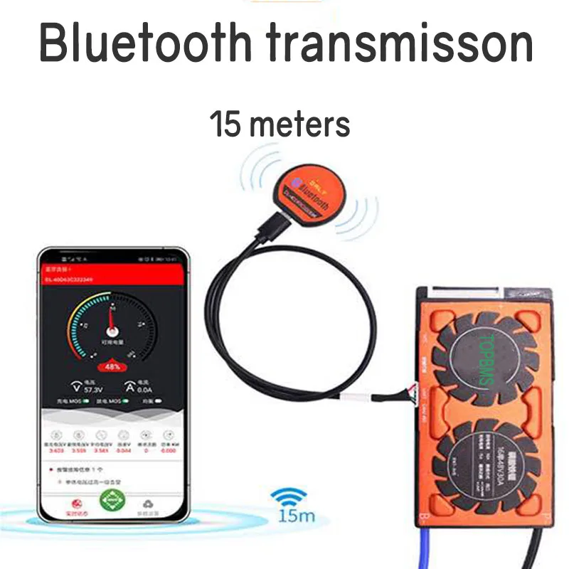 Lithium Titanate BMS bluetooth 11S 24V 20A -80A phone APP RS485 CANbus UART for LTO Batteries 2.3V2.4V connected in 11 series |