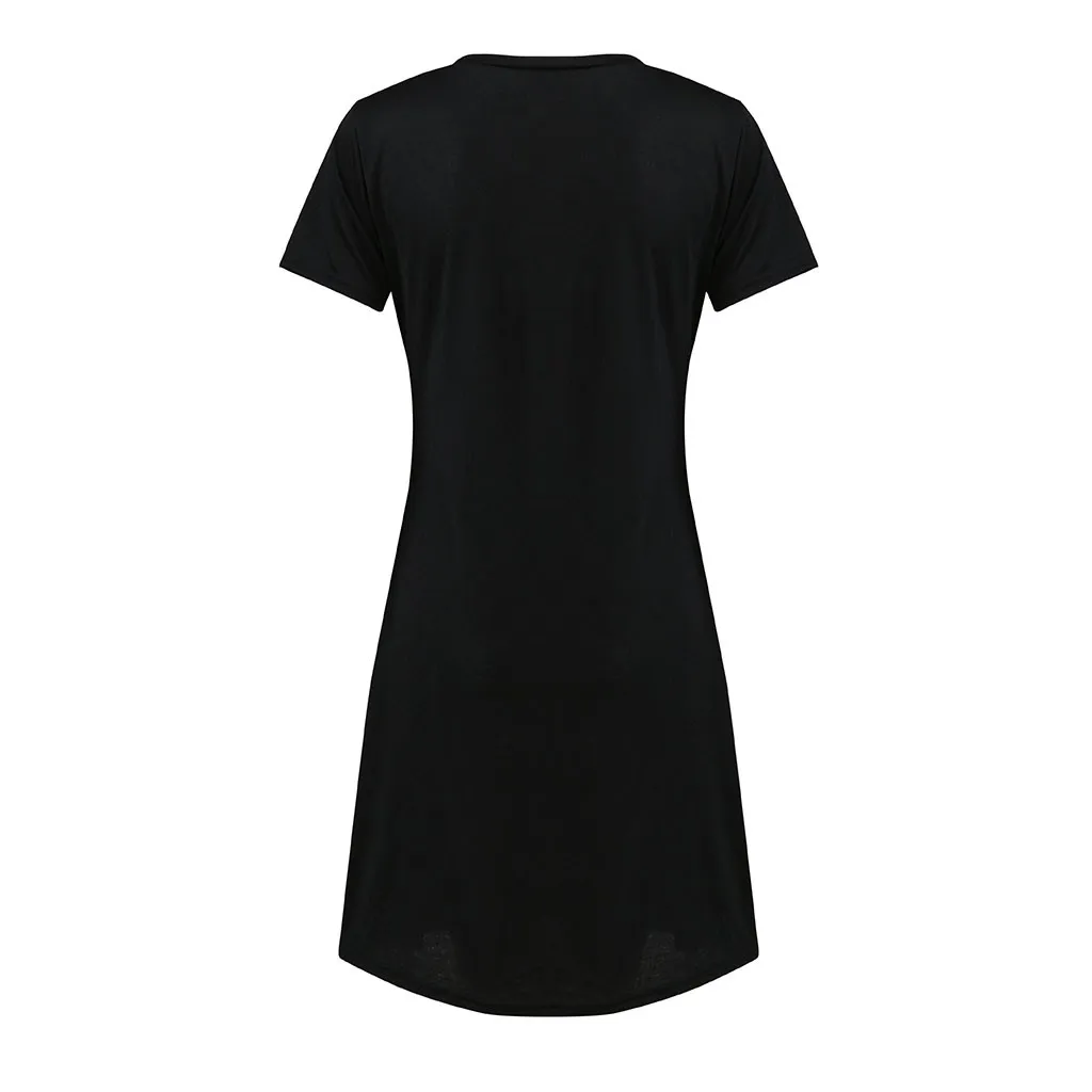 

Women Dress Ladies Sexy Short Sleeve Casual Dresses Lady Cartoon Print Comfy Nightgown Sleep Dress kobieta sukienka femme robe