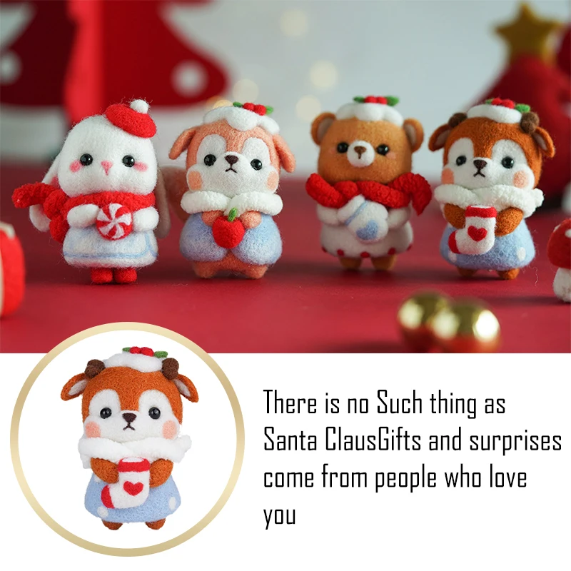 RORGETO Non-Finished Felt Kit Needle Felting DIY Christmas New Year Cute Animal Doll Material Bag for Women and Beginner | Дом и сад