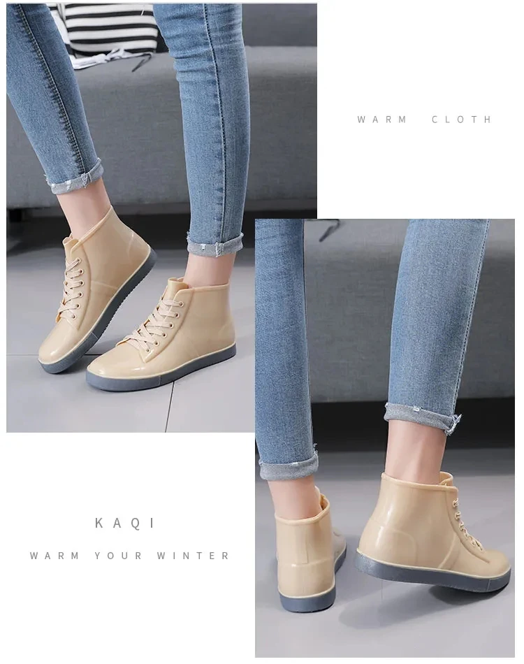 Модные дождевые ботинки из ПВХ женская обувь оранжевая Женская