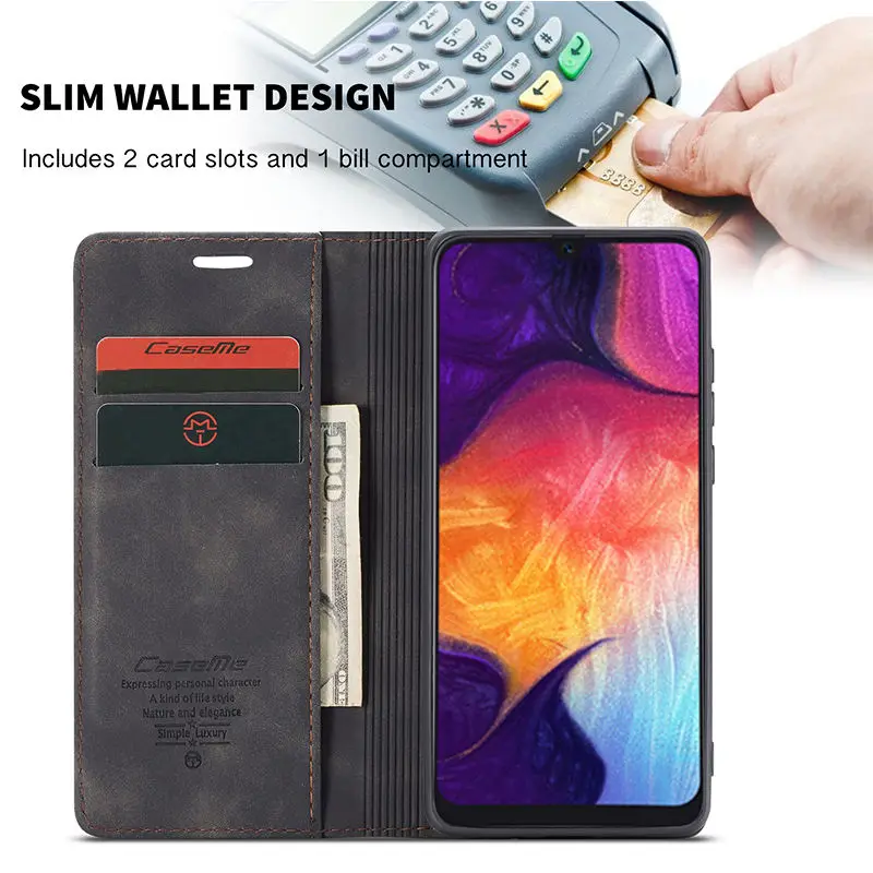 Чехол-книжка для Samsung galaxy A50 Роскошный Матовый кожаный чехол-бумажник телефона A70
