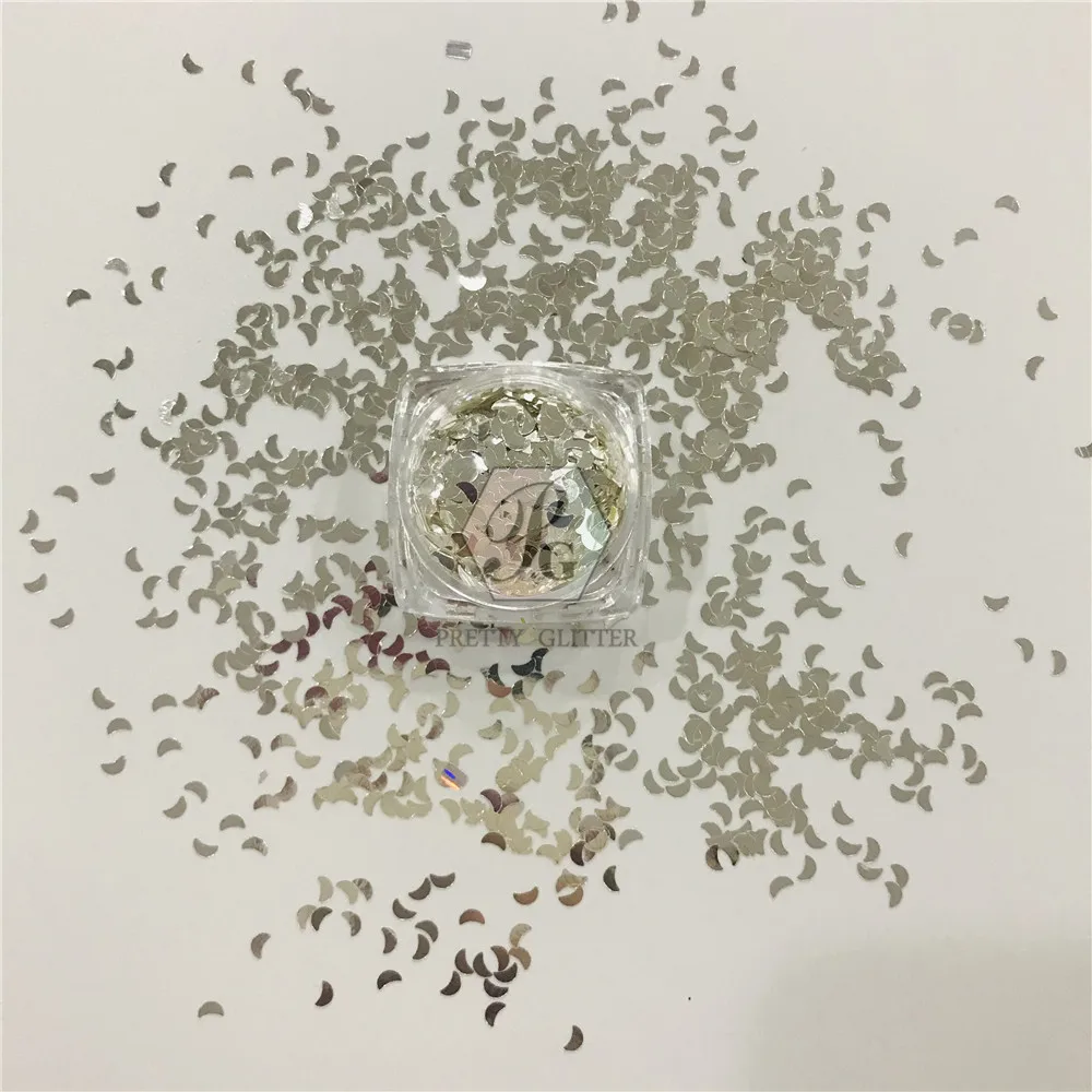 

PrettyG 1 Box Sliver 3mm Moon Glitter Sequins for Resin DIY Making Art Craft Nail Makeup Decoration Accessories