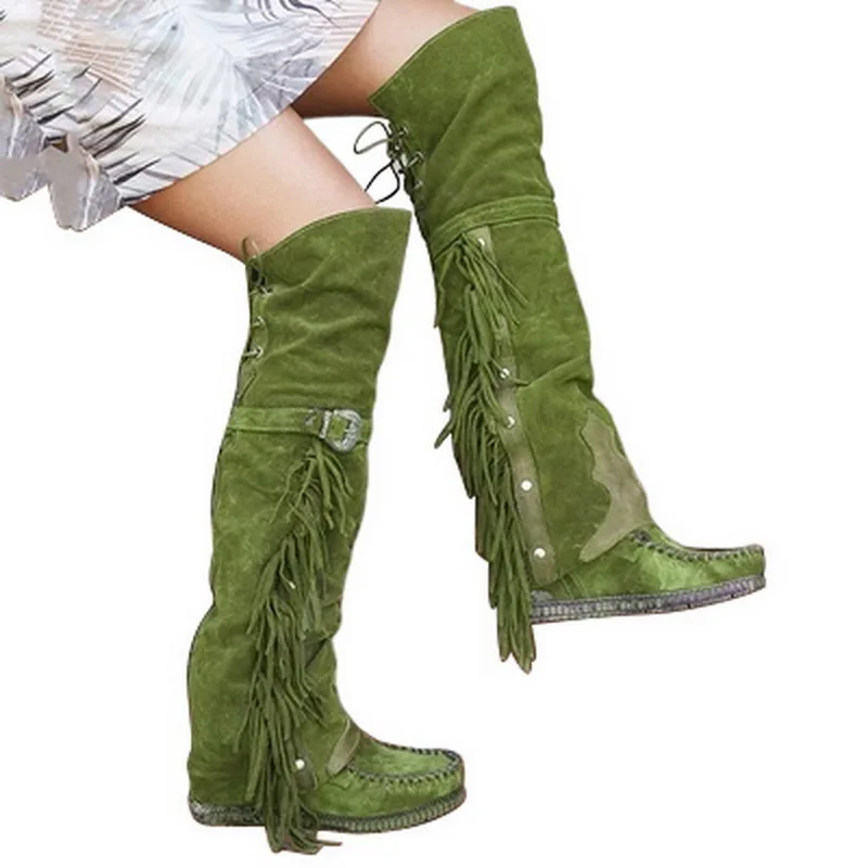 LASPERAL/высокие сапоги с бахромой коллекция 2019 года модные до колена в богемном