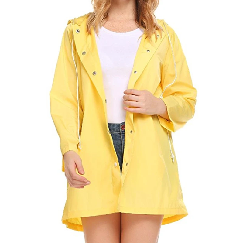 yellow rain coat Осенняя ветровка на молнии для женщин, ветрозащитная куртка для спорта на открытом воздухе, походные куртки, Женская куртка, ветрозащитное пальто для кемпинга размера плюс - Цвет: yellow rain coat