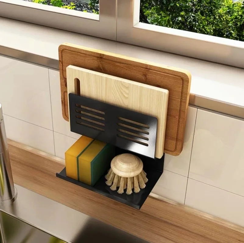 

Spons Sponge Houder Punch-Free Shelf Drain Sponge Cutting Board Rag Scouring Cloth Rack Kitchen Supplies Storage Rack