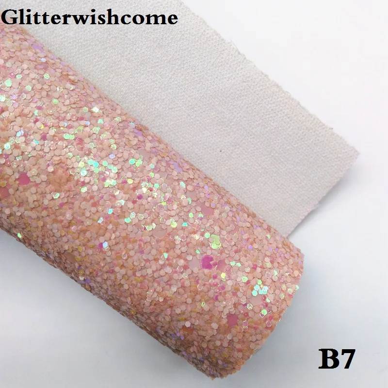 Glitterwishcome 21X29 см A4 размер искусственная кожа ткань, блестящая ткань, Vinil Para Lazos плотная блестящая ткань для бантов, GM034A - Цвет: B7
