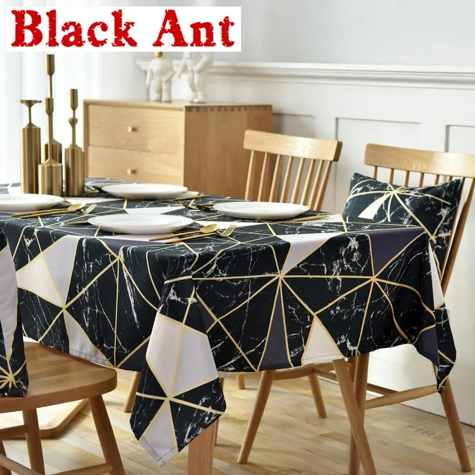 Скатерть маслостойкая черная с принтом хлопковая прямоугольная скатерть для