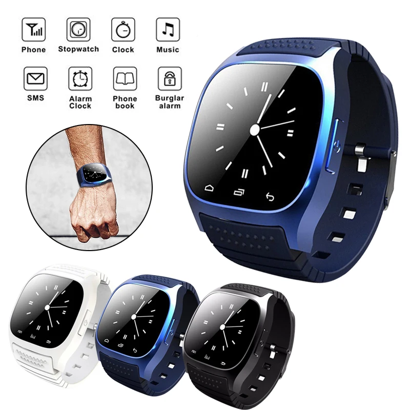 

Smart Bluetooth Watch Smartwatch M26 with LED Display Barometer Alitmeter Music Player Pedometer for Android IOS Mobile Phone
