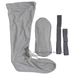 Серые хлопковые длинные носки-монах в стиле шаолина, храма, буддистов, кунг-фу, костюм для боевых искусств, униформа Тай-Чи, защита для ног