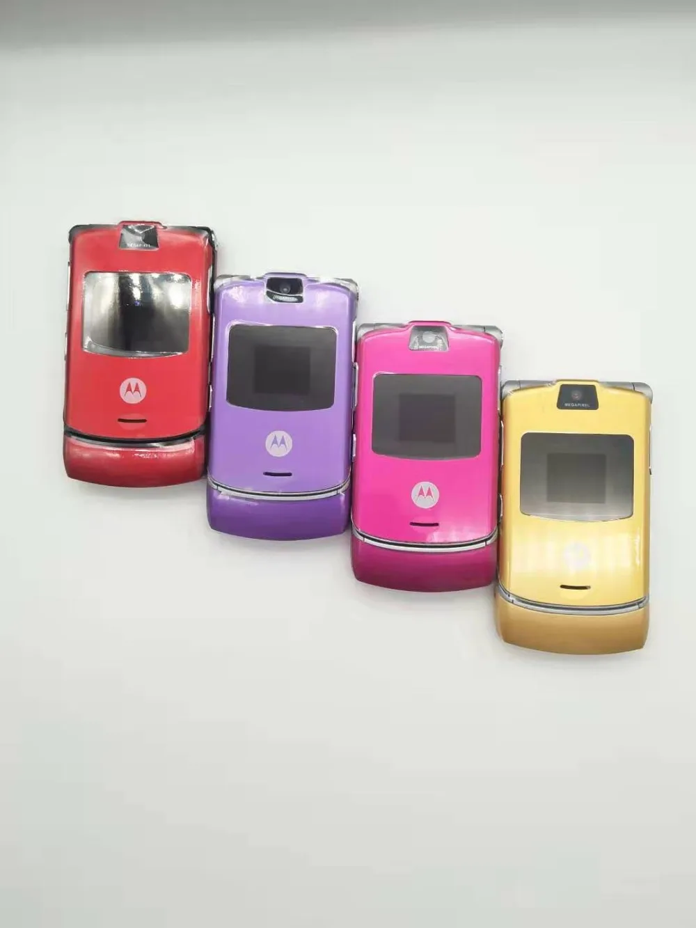 Щепка Цвет~ Всемирная версия флип диапазона квада GSM Motorola DROID Razr V3 мобильного телефона один год гарантии