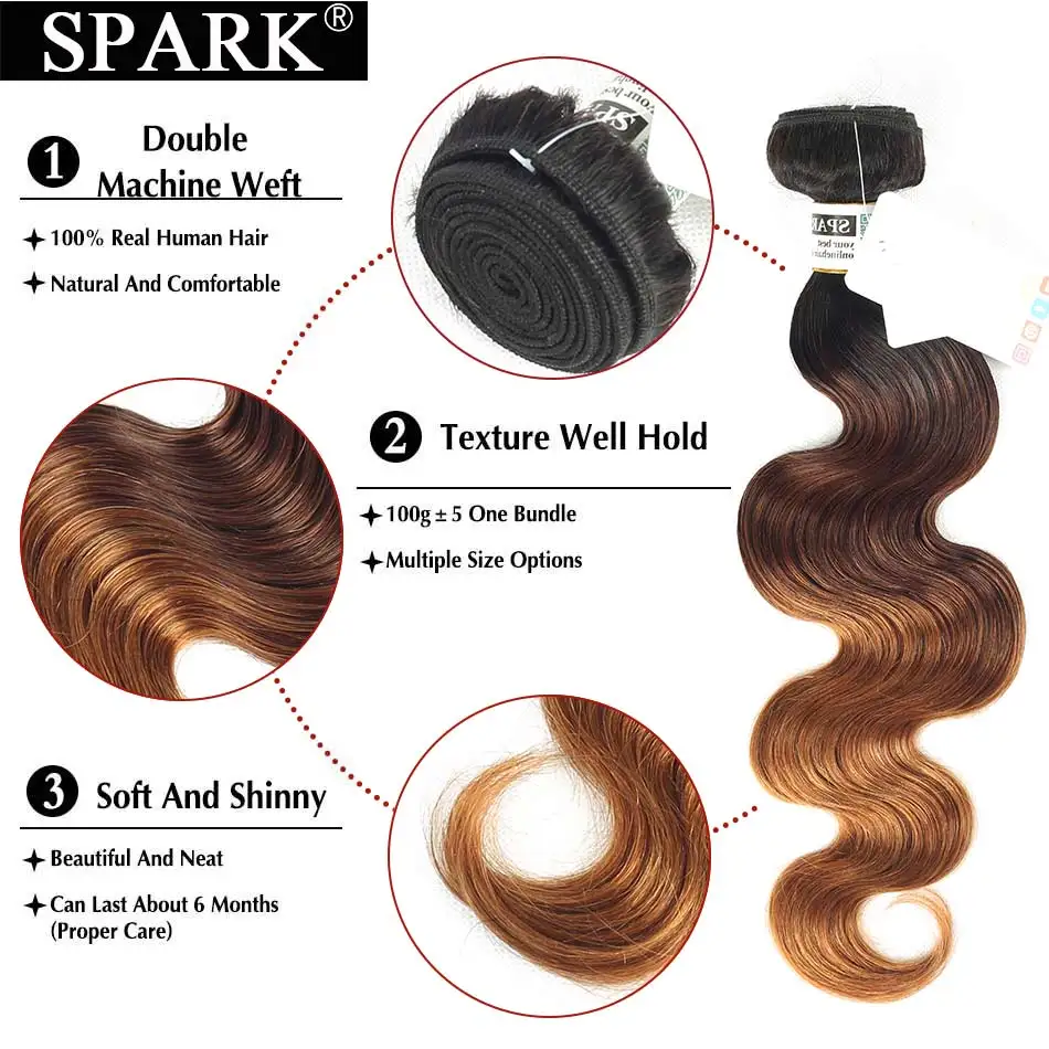 Spark человеческие волосы Омбре фронтальная пряди бразильские волнистые с