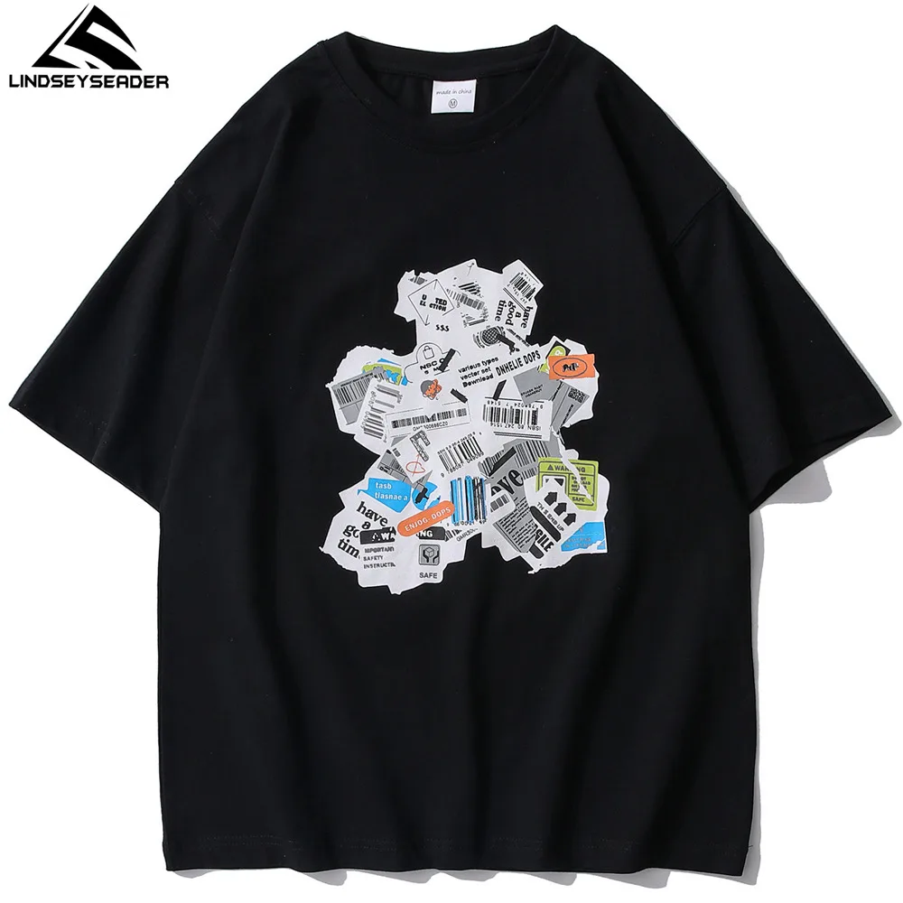 

LINDSEY SEADER Men's T-shirt Hip Hop Oversized Print 2021 Casual Harajuku Streetwear Summer Short Sleeve cotton Tops Tee Tshirt
