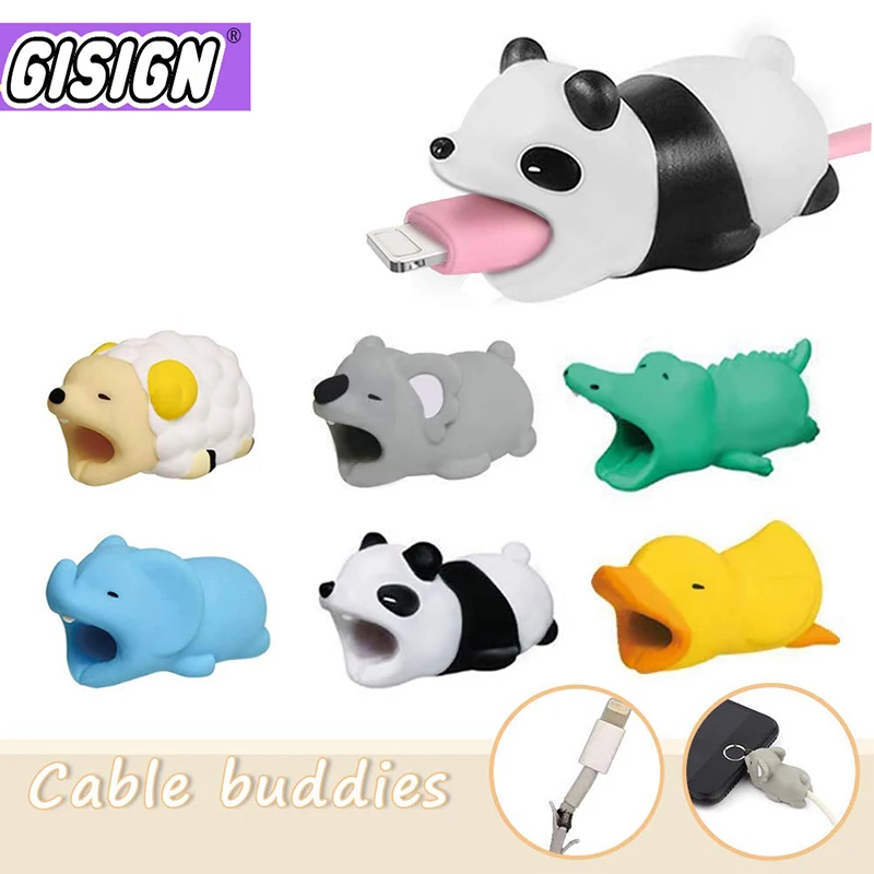 Защита от укуса кабеля милых животных для Iphone Android мишка собака аниме Забавный