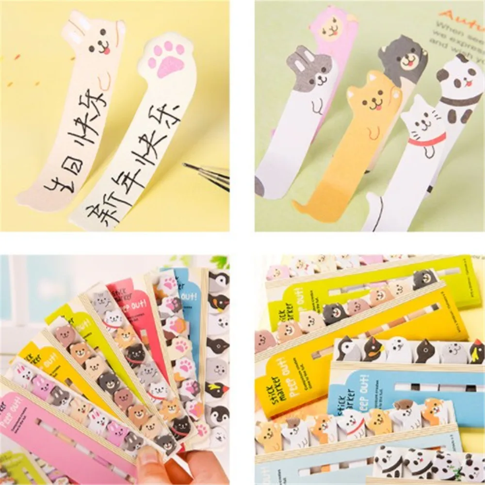 Kawaii блокнот для заметок, креативный Кот, животные, Липкие заметки, индекс, планировщик, канцелярские товары, школьные принадлежности, бумажные наклейки