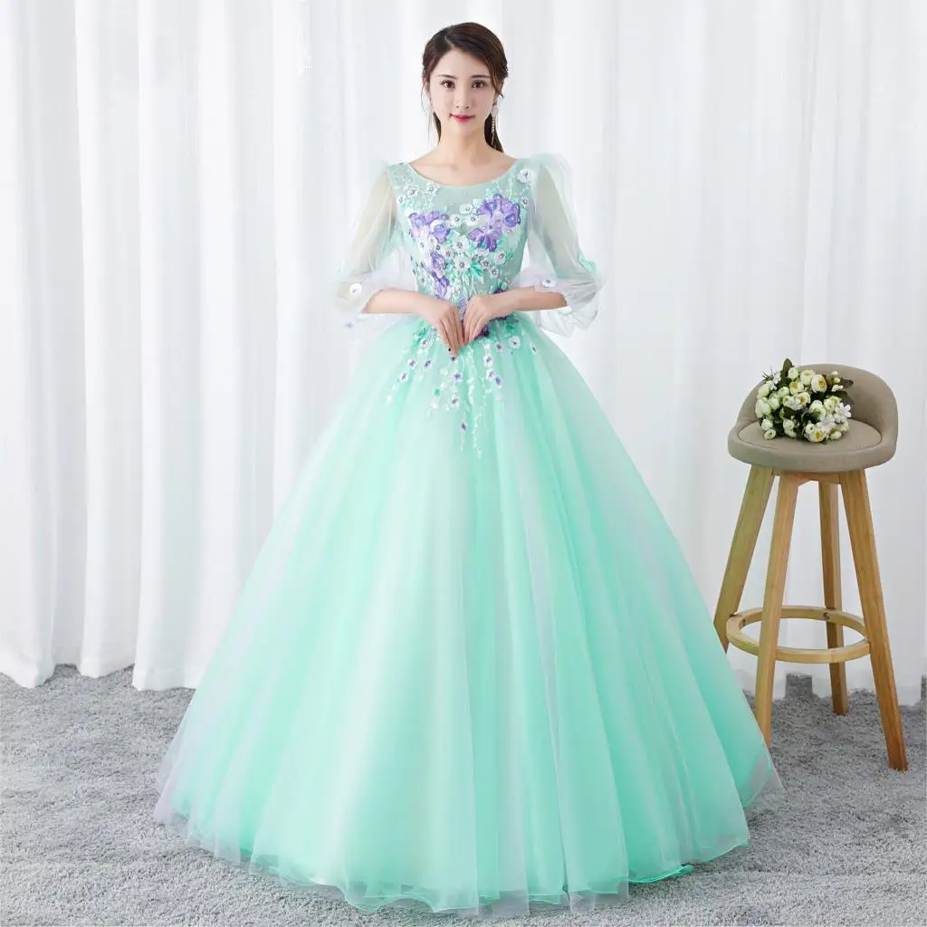 Бальное платье Quinceanera платья с цветочной аппликацией и бусинами для подростков
