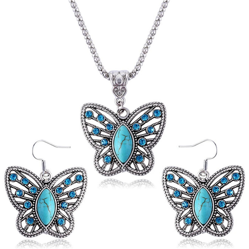 Фото Женское модное серебряное ожерелье с бабочкой Подвеска на длинной цепочке