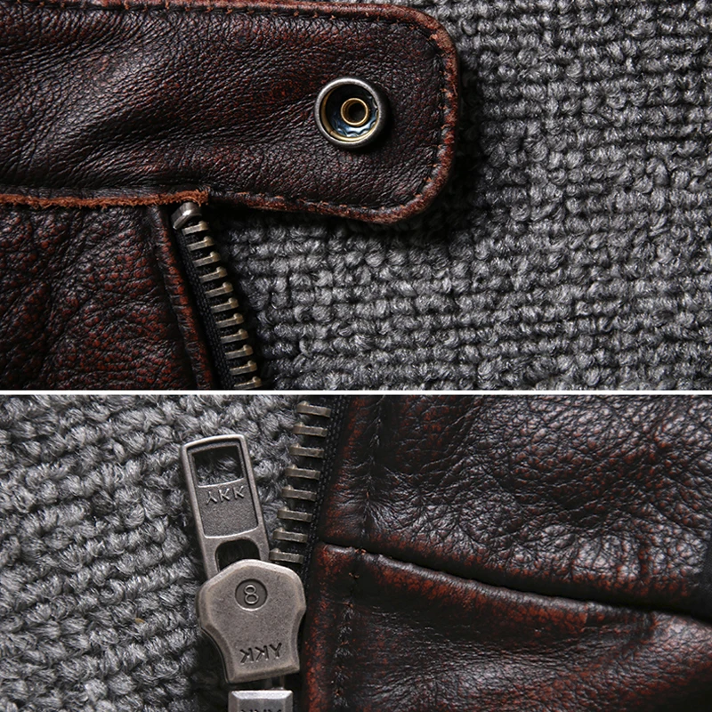 Мужская короткая мотоциклетная куртка коричневая и черная винтажная байкерская