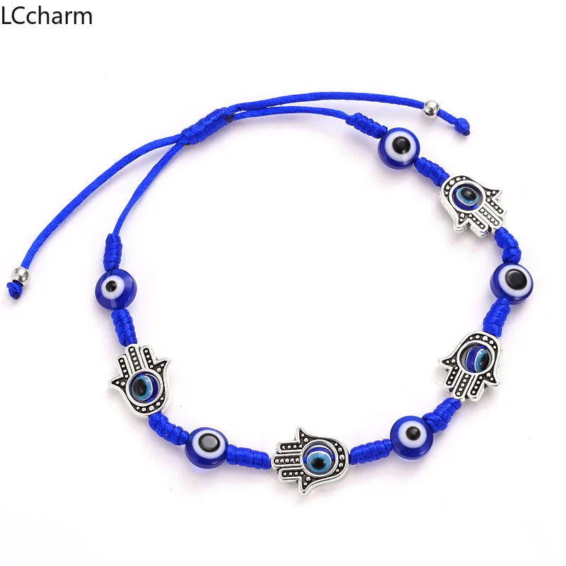 

New Hamsa Hand Evil Eye Beaded Bracelets For Women Men Lucky Blue Rope Weaved Charm Bracelet Bangles Wristband Jewelry