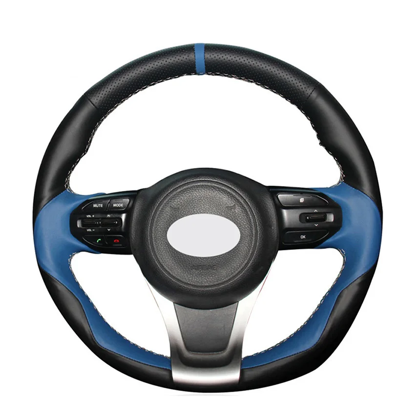 

Car Steering Wheel Cover For Kia Sorento 2015-2018 Carnival 2015-2018 Sedona 2015-2019 Black Blue Leather Hand-stitched
