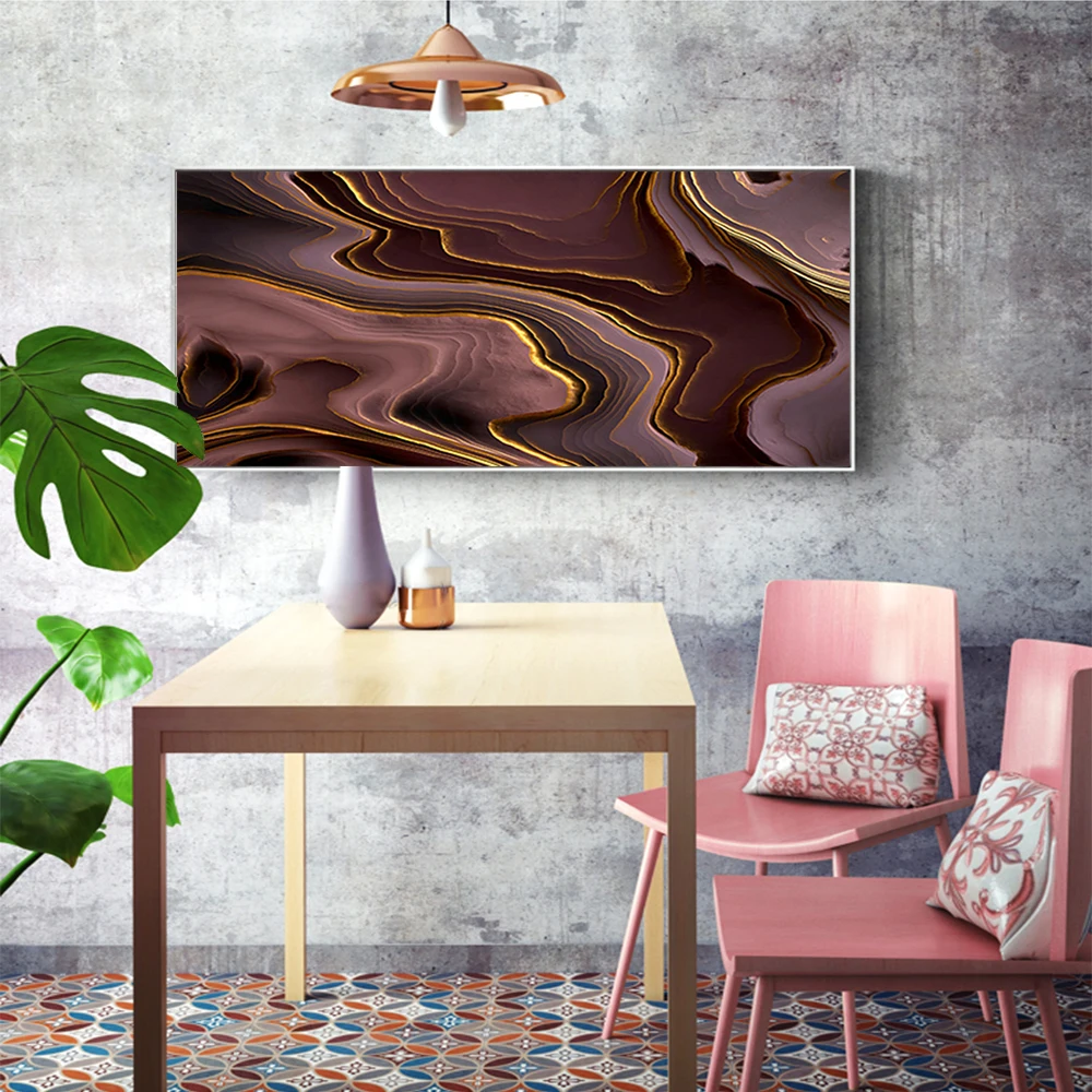 

Marble Texture Abstract Canvas Painting Gold Purple Wall Art Print Modern Nordic Style For Home Living Room Abstract Decoration