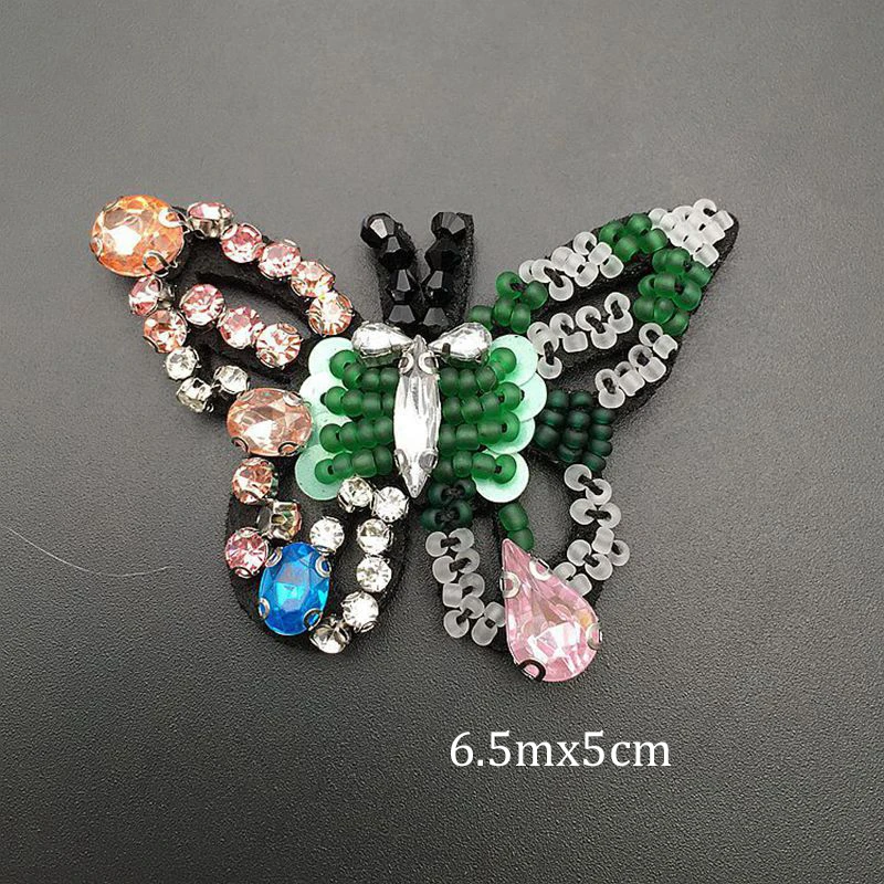 3D ручной работы нашивки со стразами и бисером сердце любовь пришить Кристалл