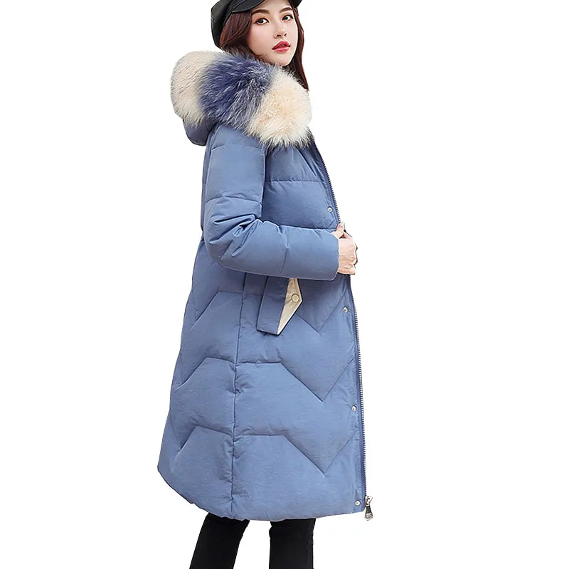 2019 New Autumn winter Medium length Women parka Solid zipper Long sleeve Hooded Thick Outwear Coat Jacket Fashion Cotton