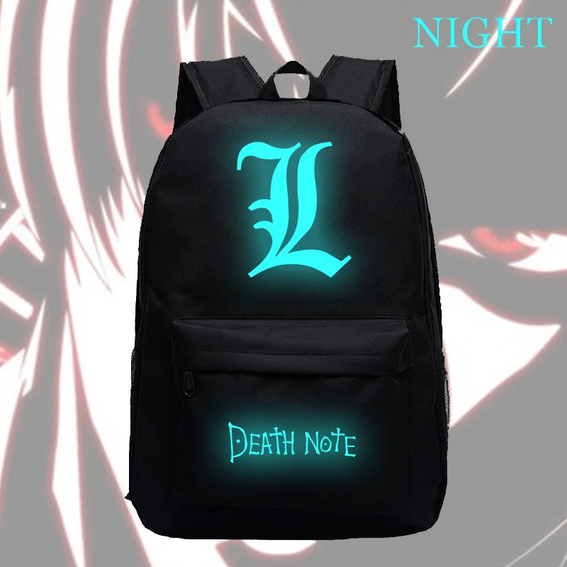 

Death Note Luminous School Backpack L New Pattern Laptop Rucksack Hot Sale Men Women Boys Girls Daily Book Bag
