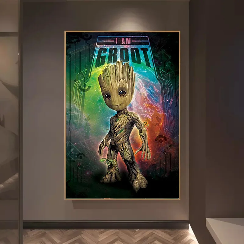 

Disney Movie Guardians of the Galaxy Posters And Prints For Living Room I Am Groot Canvas Painting Wall Art Cartoon Home Decor