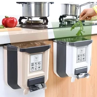Folding Waste Bin Kitchen Cabinet Door Hanging Trash Bin Trash Can Wall Mounted Trashcan for Bathroom Toilet Waste Storage