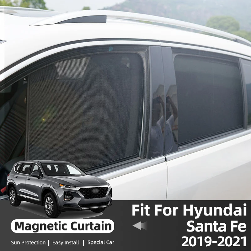 

For Hyundai Santafe 2019 2020 2021 Magnetic Curtain Uv Solar Protection Sunshield Sunshade Mesh Protection Cover