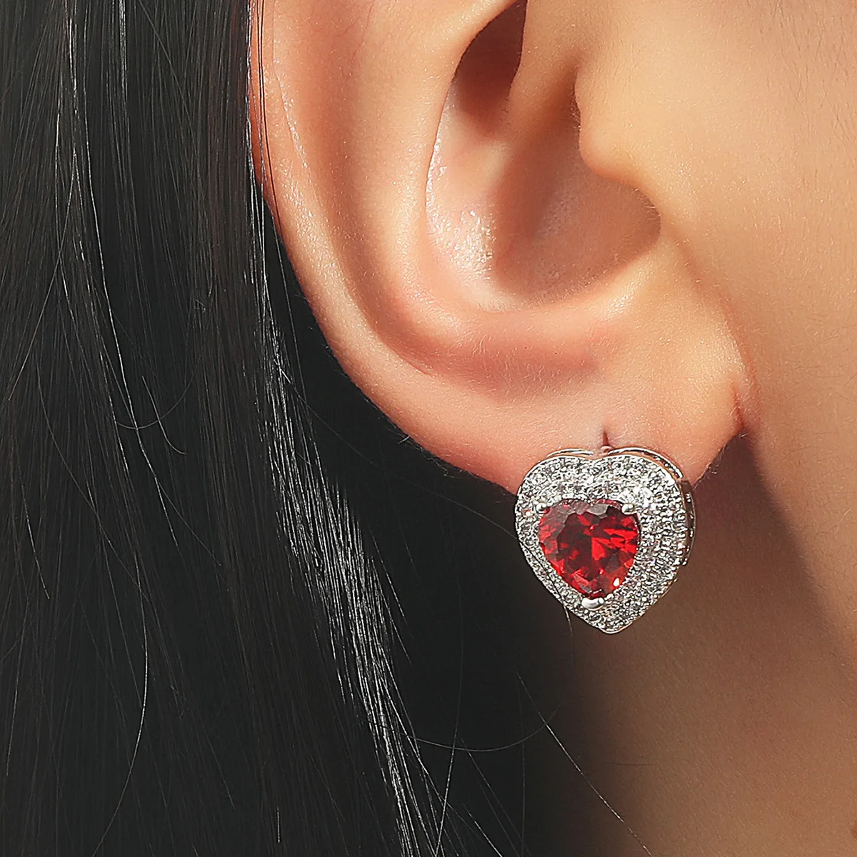 

Fashion earrings women zircon heart-shaped earrings rhinestone earrings