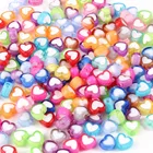 Разноцветные акриловые бусины, 8*7*4 мм, в форме сердца, насыпью, для изготовления украшений вручную, браслетов, ожерелий сделай сам