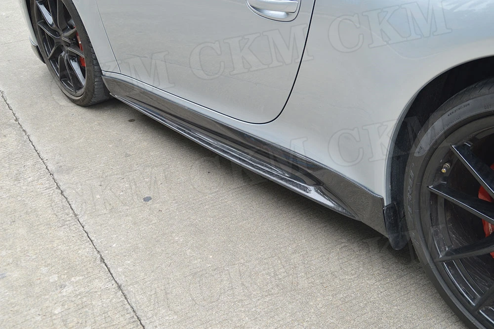 Боковые юбки из углеродного волокна подходят для Porsche 911 991 GT3 Carrera 2012- дверной ограничитель Уплотнительная Прокладка Крышки фартуки стайлинга автомобилей