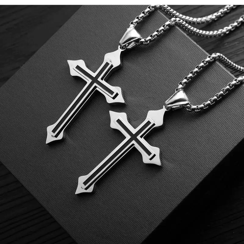 

Fashion Geometric Cross Pendant Necklace Personality Couple Christian Hip Hop Punk Necklace Jewelry