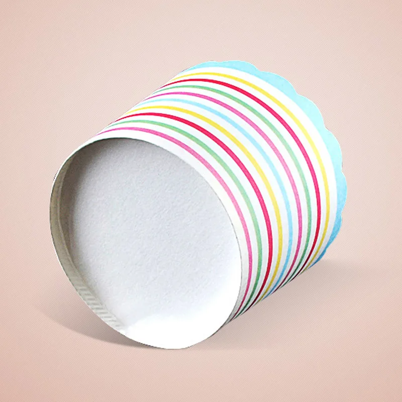 50 шт красочные кольца Rianbow дизайн бумажные чашки для кексов выпечки жиростойкие