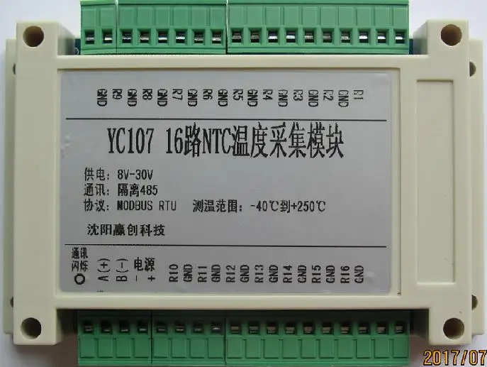 

16 Channels 32 Channels NTC Thermistor Temperature Acquisition Module MODBUS RTU Protocol 485