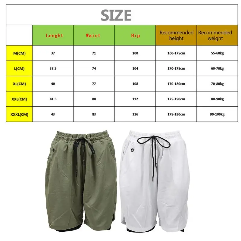 

2pcs Leisure Double Layer Shorts Adjustable Rope Exercise Short Pants for Man