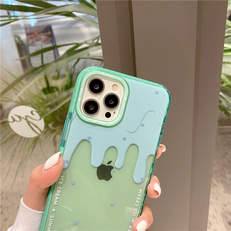 

ice cream clear phone case For iPhone 11 12 pro Max x xr xs Max 7 8 Plus Luxury shell Tpu transparent Protection soft Back Cover