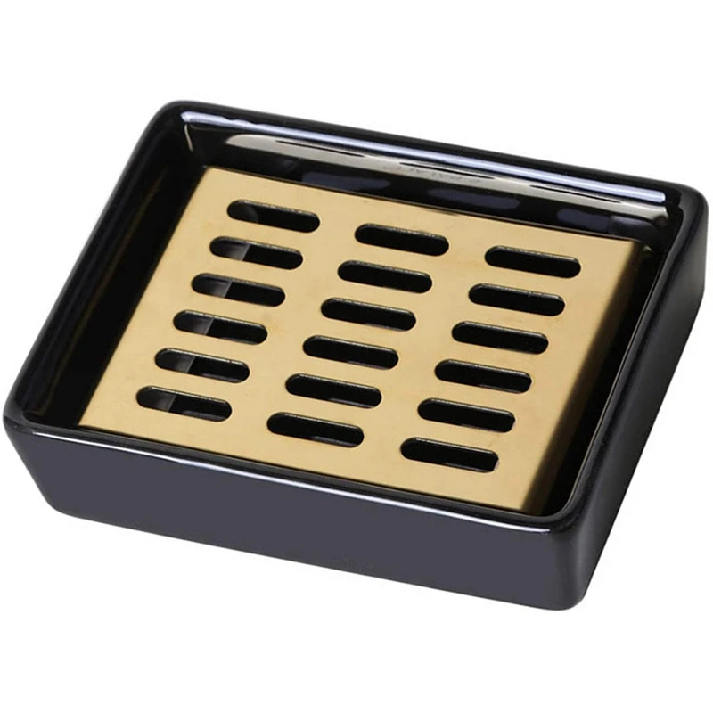 

Керамическая мыльница, держатель для мыла из нержавеющей стали для ванной комнаты, мыльница со сливом, сохранение мыла, Легкая очистка