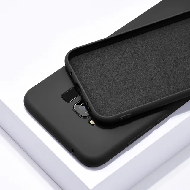 Black Роскошный жидкий силиконовый чехол для samsung Galaxy S10 5G S8 S9 Plus S10e Note 10+ Pro 9 8 Note9 S10+ Силиконовый мягкий чехол для телефона - Цвет: Black