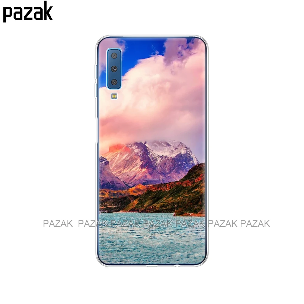 Силиконовый чехол для Samsung Galaxy A7 2018 телефона задняя крышка с красочным принтом A750