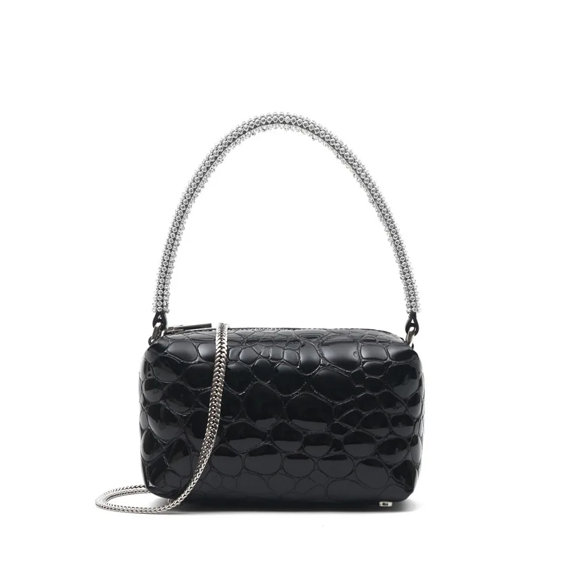 

2021 New Women Handbag Small Genuine Leather Elegant Full Crystal Handle Luxury Designer Bag Ladies Shoulder Purse Crossbody Sac
