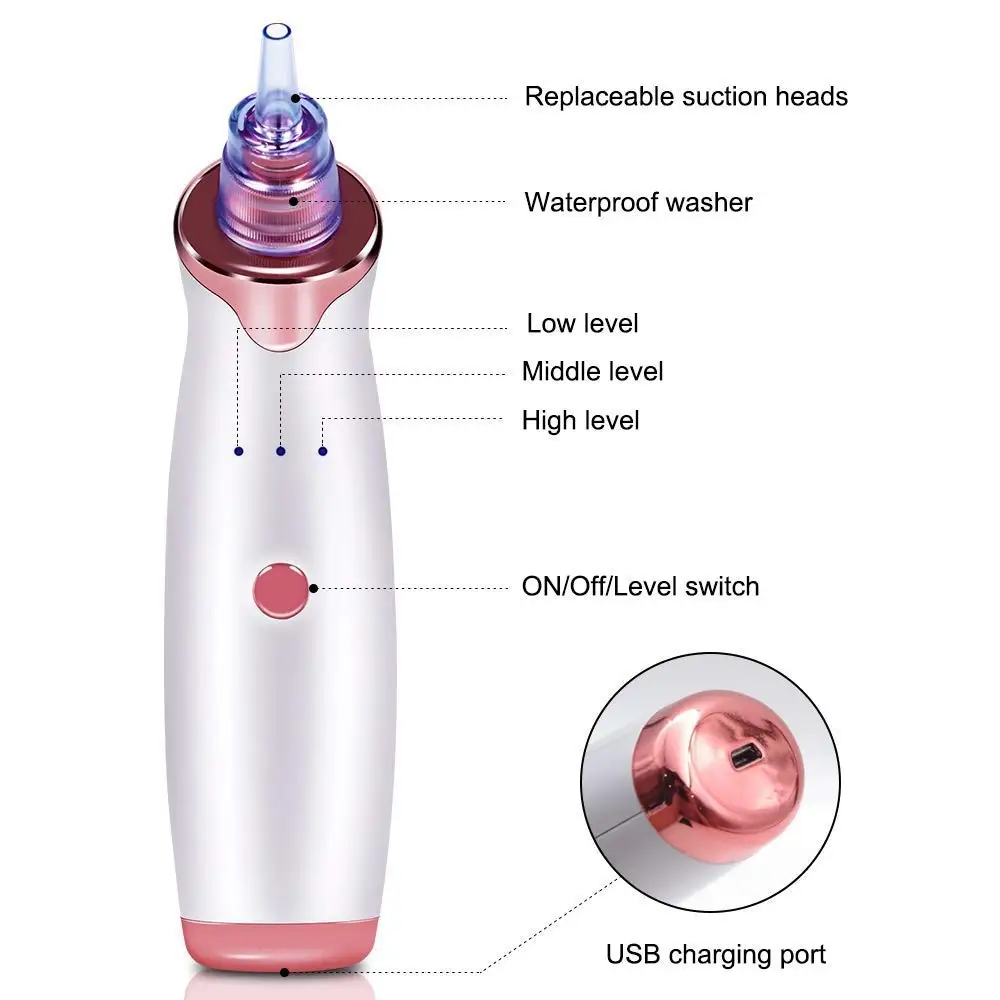 

Blackhead Remover Vacuum Pore Acne Pimple Removal Face Deep Nose Cleaner Vacuum Suction Facial Diamond Beauty Clean Skin Tool