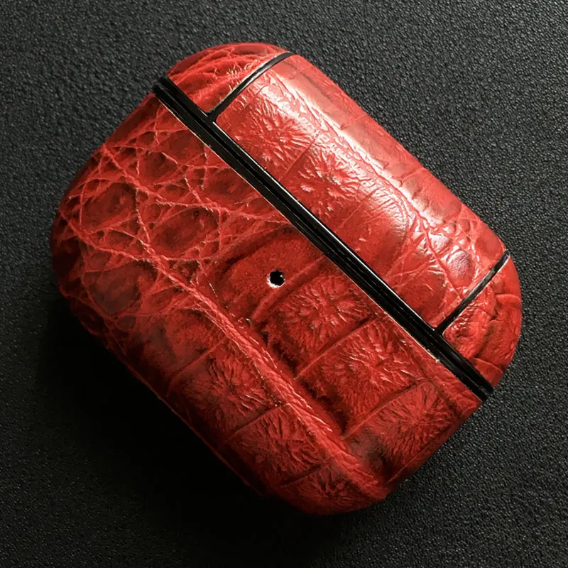 For Airpods Pro Red Чехол из крокодиловой кожи PU на запястье для iPhone 11 Pro Max XS 7 8 6 6S Plus X XR Жесткий Чехол для наушников для Airpods Pro - Цвет: For Airpods Pro Red